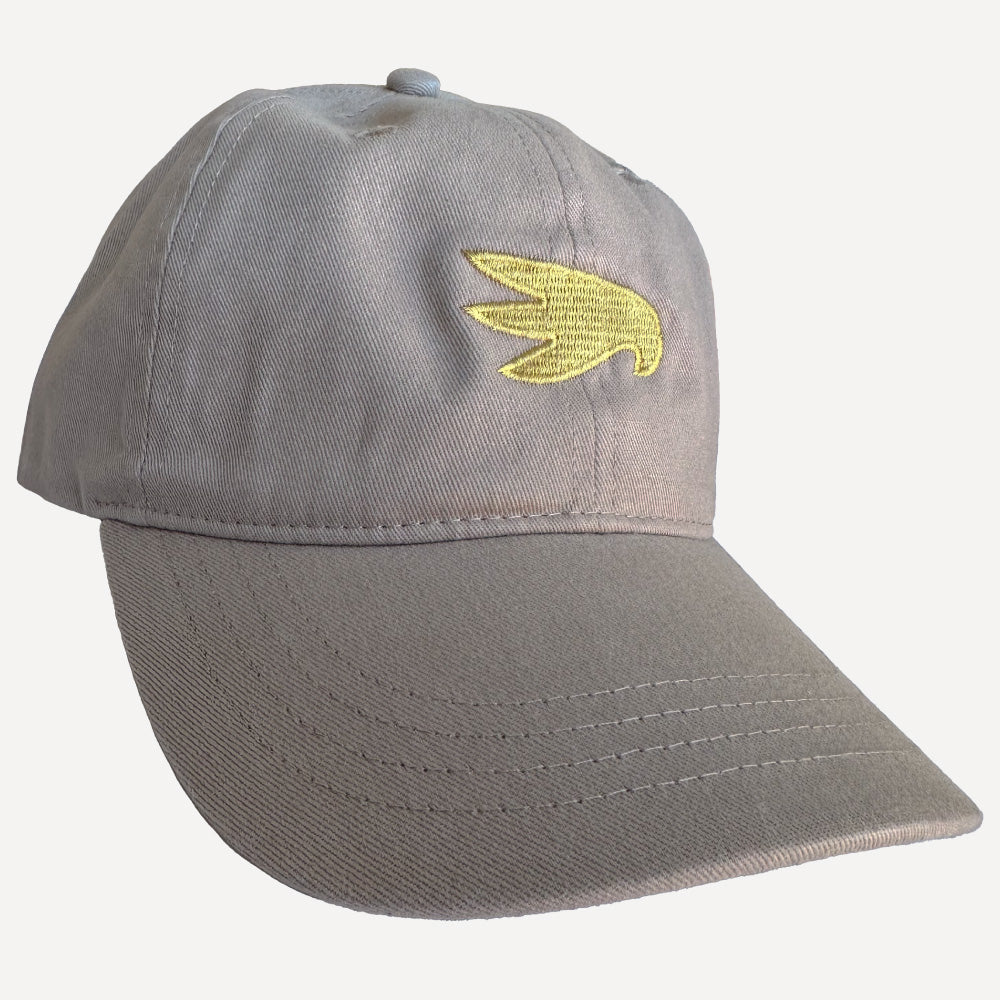 Tan hat with Goldbird bird logo in Gold