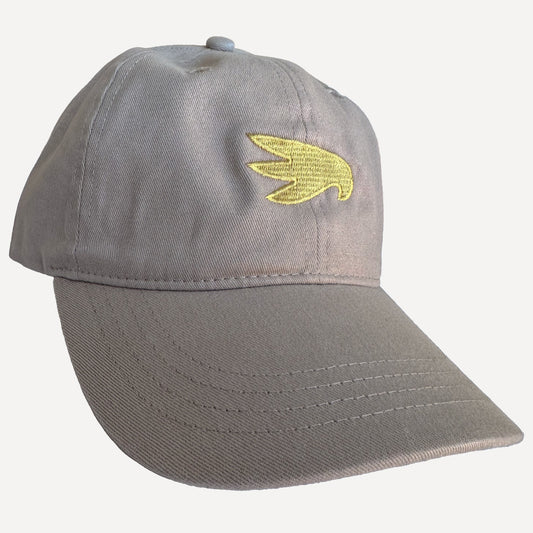 Tan hat with Goldbird bird logo in Gold